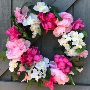 16” Grapevine Wreath “Peonies”